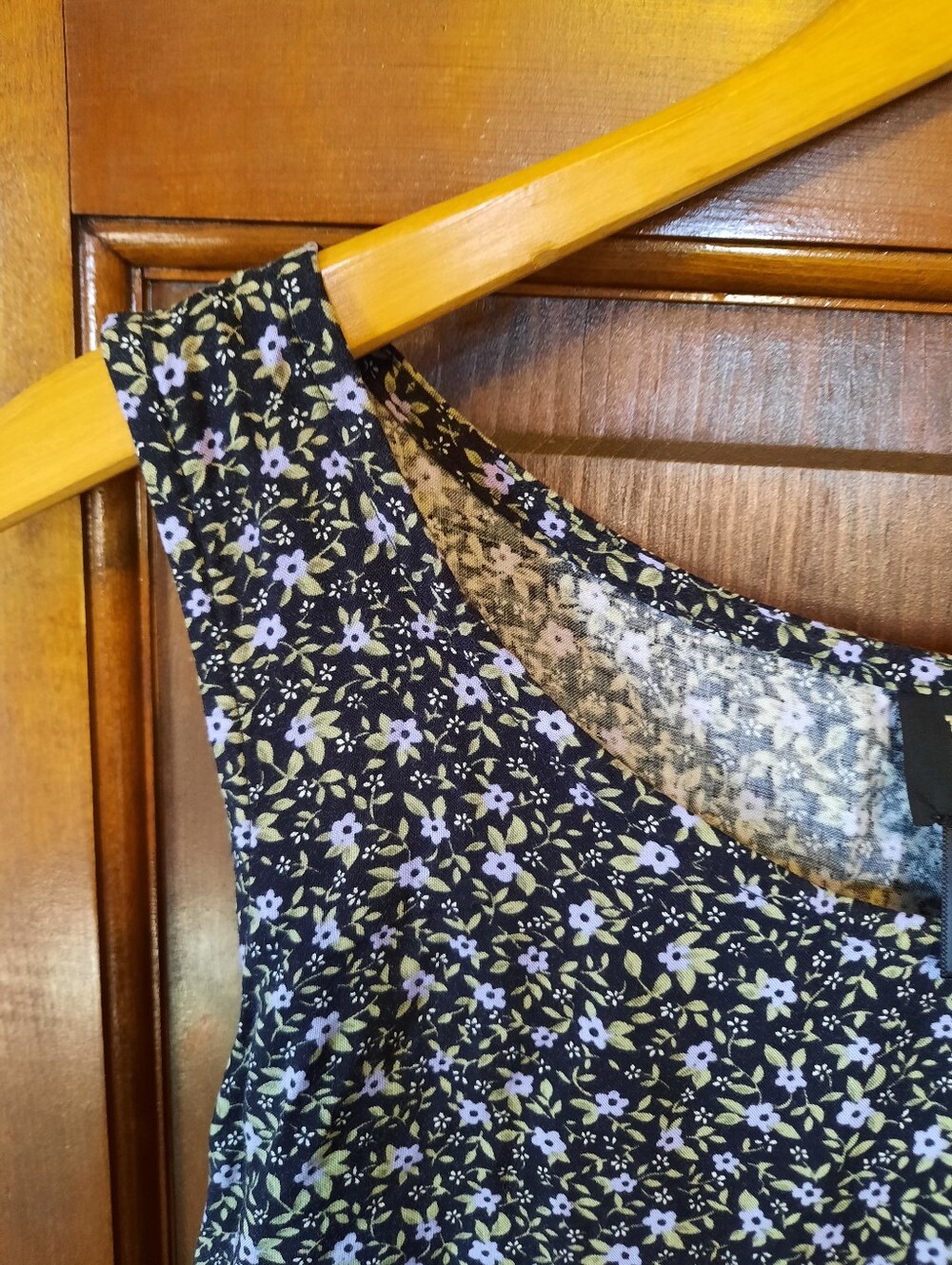 Vintage 90s Teddi Dresses Black Ditzy Floral Sleeveless Tank Maxi Dress Size 12 - Picture 4 of 11